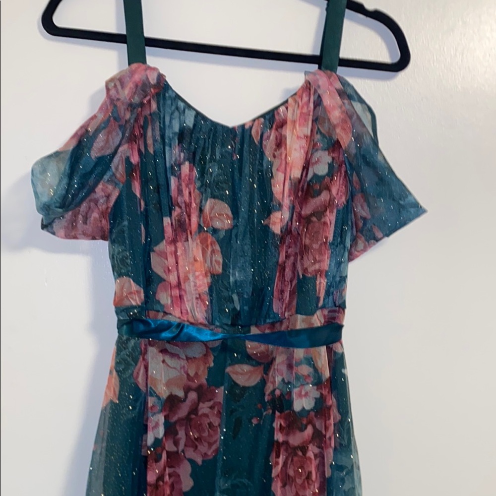 Floral Dress with Pink and Green Accents